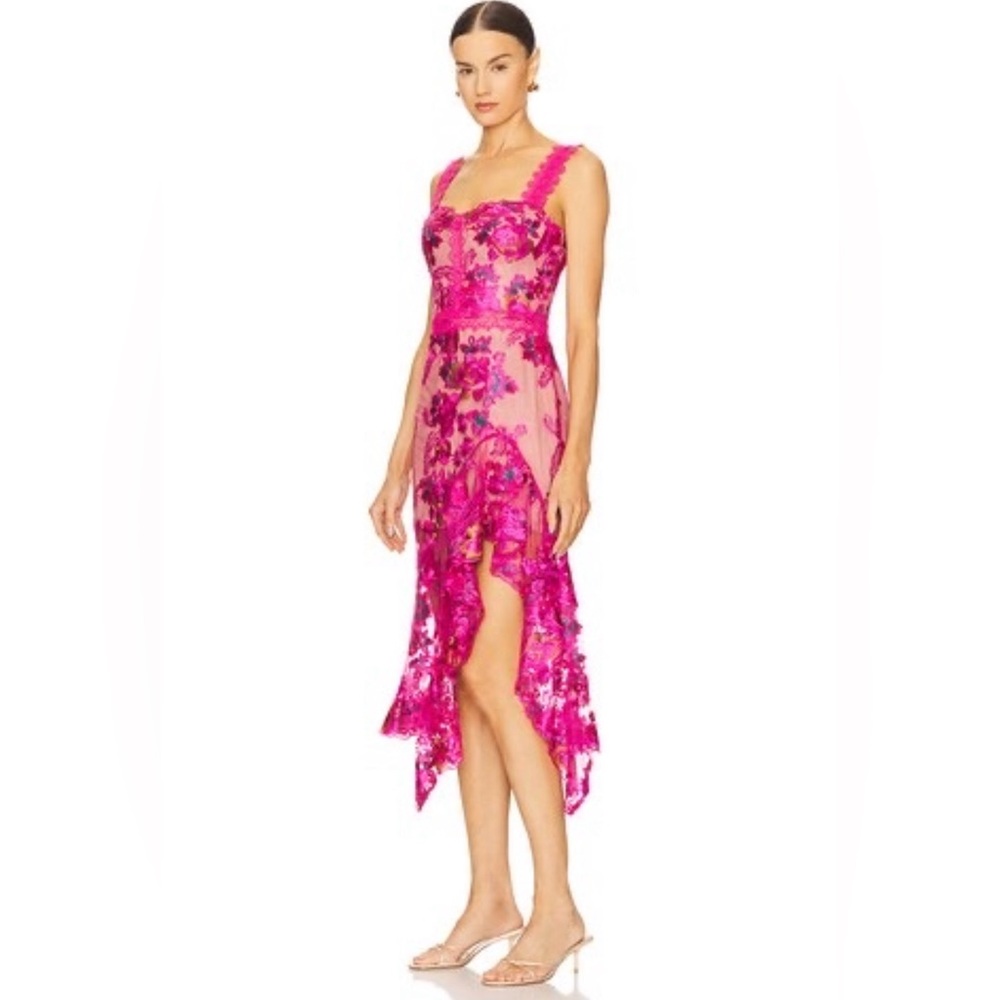 Bronx And Banco New Eva Midi Gown In Fuchsia Size M - Picture 7 of 16